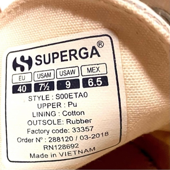 Superga White Iridescent Hologram Sneakers Trainers Size 9 Silver Metallic - Picture 14 of 16